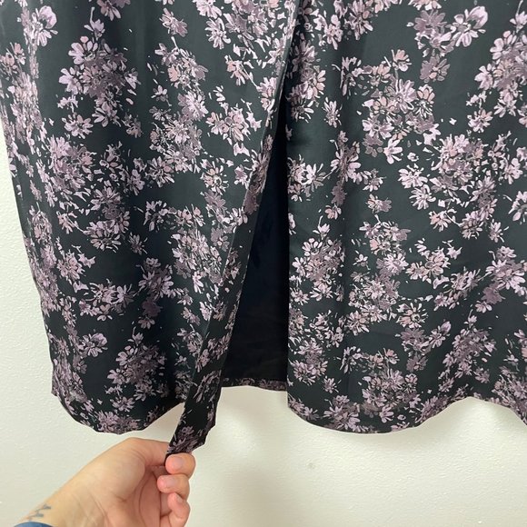 VTG 90s‎ Talbots Sz 10 Black & Purple Floral Maxi Dress Whimsy Goth Cottagecore - Picture 8 of 9